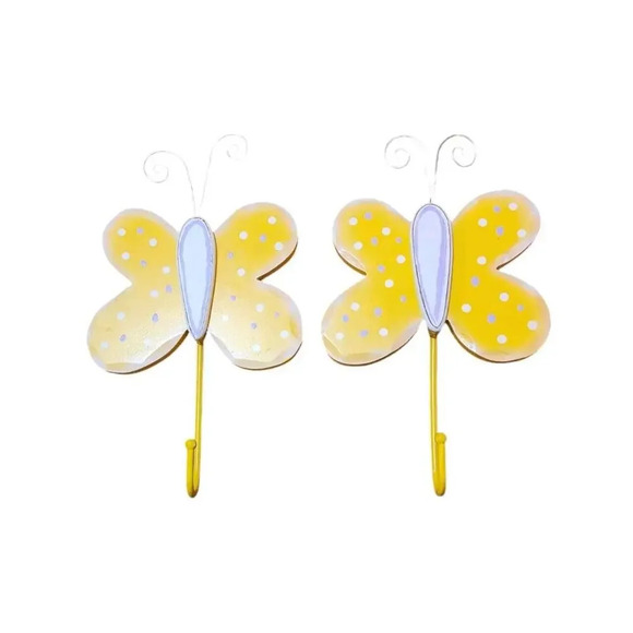Unbranded Yellow Pink Butterfly Hook Wall Hanging Flaw - Picture 1 of 3